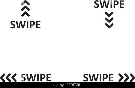 Swipe icon vector illustration. Arrow swipe up, down, left, right icon. Finger scroll interface. Concept move on the story. Social media. Vector illus Stock Vector
