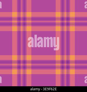 Velvet plaid pattern vector, 2026 textile check texture. Tradition background seamless tartan fabric in red and magenta colors palette. Stock Vector