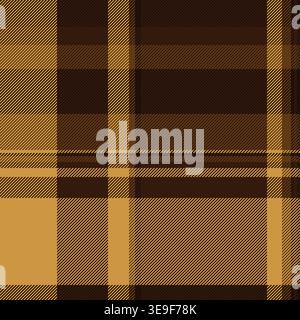 Weave background pattern check, greeting card plaid vector tartan. Overlayed seamless textile texture fabric in dark and amber colors palette. Stock Vector
