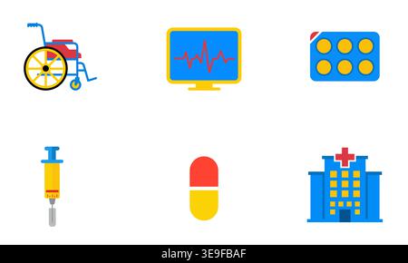 Medical icons set for healthcare and wellness website or presentation Stock Vector