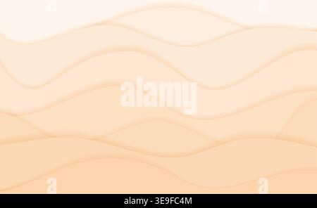 Minimalist Sand Dunes Background Abstract Paper Cut Waves in Muted Beige and Sand Colors. Soft 3D Layered Vector Backdrop for Web and Print Design Stock Vector