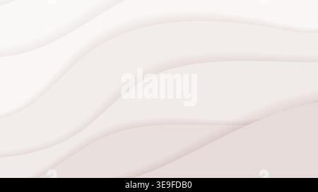 Minimalist White Porcelain Background Abstract Paper Cut Waves in Soft Cream and Pearl Tones. Elegant 3D Layered Vector for Luxury Branding and Web Stock Vector