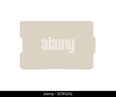 Open file folder with cut tab isolated on white background, realistic mockup. Letter size tabbed manila folder, vector template Stock Vector