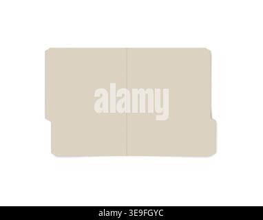 Open file folder with cut tab isolated on white background, realistic mock-up. Letter size tabbed manila folder, vector template Stock Vector