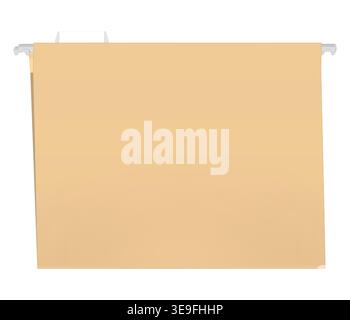 Closed kraft paper hanging file folder with cut plastic tab and label insert, vector illustration Stock Vector