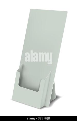 Desk display dispenser with holding pocket for leaflets, business cards, booklets, brochures, flyers and other promotional materials, vector mockup Stock Vector