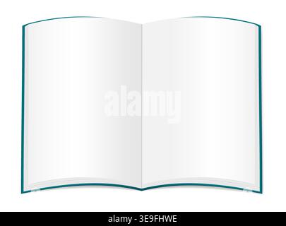 Open book, realistic vector mock-up. Blank white page journal or magazine, template. Empty brochure, booklet or catalog spread, mockup for design Stock Vector
