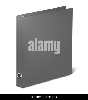 Ring binder, vector mockup. Closed gray folder isolated on white background, mock-up Stock Vector