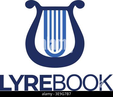 Elegant lyre logo with a book Stock Vector