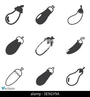 Black eggplant silhouette on white background. Eggplant icon sign vector illustration design. Stock Vector