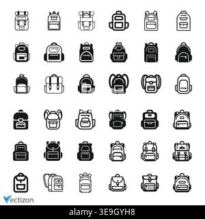 Backpack icons set. Vector illustration isolated. Stock Vector