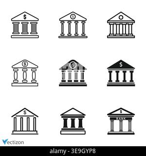 Bank icon set, vector business symbol Stock Vector