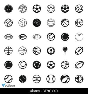 Sport balls icons set, vector illustration Stock Vector