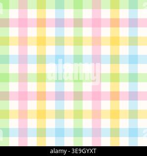 Seamless colorful gingham pattern. Pastel multi colored checkered plaid background  Stock Vector