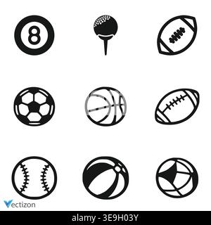 Sport balls icons set, vector illustration Stock Vector