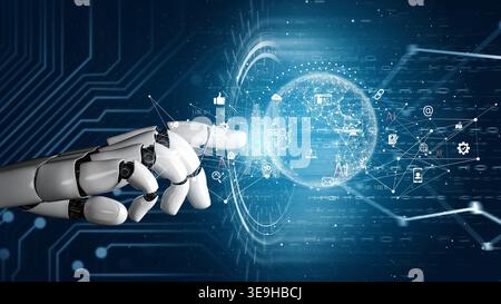 AI empowers the global AI network by enhancing global, AI, and network integration for worldwide data connectivity Marrow Stock Photo