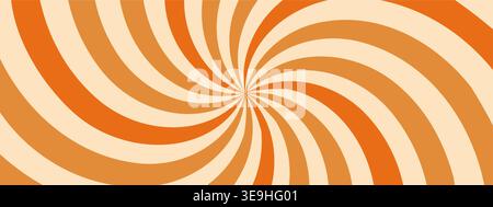 Colorful retro sunburst. Swirl and Starburst for groovy 70s design. Vintage summer background. Vector illustration Stock Vector