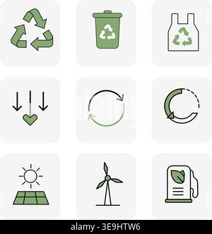 Recycling Icons Set Waste Sorting Symbols Collection Eco Line Icons Stock Vector