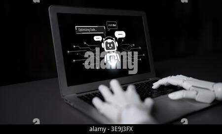 AI Virtual Assistant Artificial Intelligence Chatbot Controlled by Prompt Engineering for Explainable Generative AI information and LLM Deep Learning Stock Photo