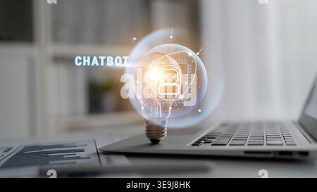 AI chatbot technology for automated customer service and communication. This virtual assistant provides 24 7 support and enhances user engagement Stock Photo