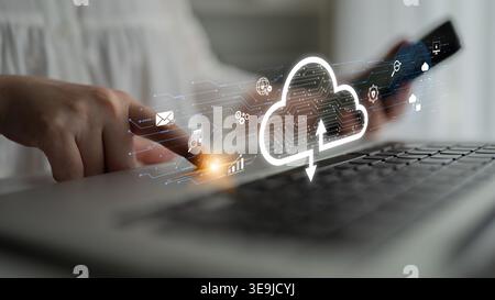 Cloud computing enables digital growth with secure data storage, scalable infrastructure, and strategic cloud-based business solutions. Latch Stock Photo