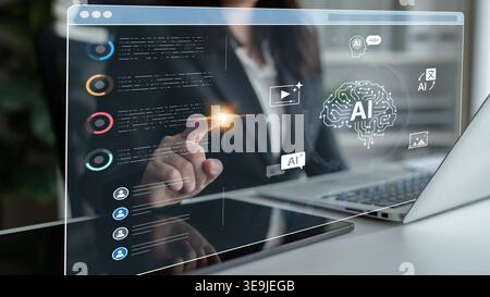 A generative AI dashboard for creating diverse multimedia content. The platform's digital brain can generate images, video, speech, and text, as well Stock Photo