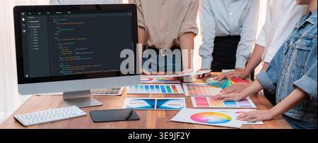 Software development programming on computer screen for brisk application and program coding Stock Photo