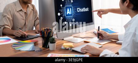 Generative AI virtual assistant tools for prompt engineer and user for ease of engage artificial intelligence AI technology help people to work with Stock Photo