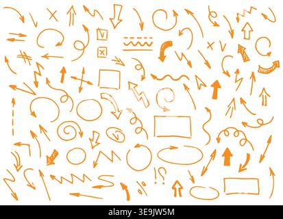 Professional set of hand drawn arrow icons designed for UI UX, infographics and business presentations. Includes multiple styles of directional arrows Stock Vector