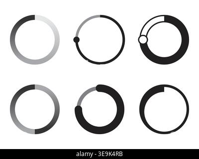 Minimal Circular Loader Progress Icons Set for UI UX Design Stock Vector