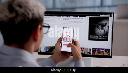 Hispanic Man Engaging With Mobile Dating App On Smartphone For Online Matchmaking Stock Photo