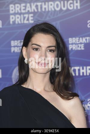 Anne Hathaway at the 12th Breakthrough Prize Ceremony held at Barker ...