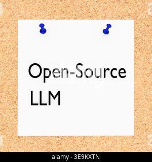 3D illustration of "Open-Source LLM" on cork board Stock Photo