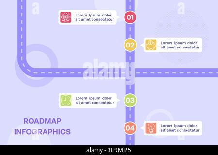 Crossroad Infographic with Vertical Milestone Path Vector Illustration Stock Vector