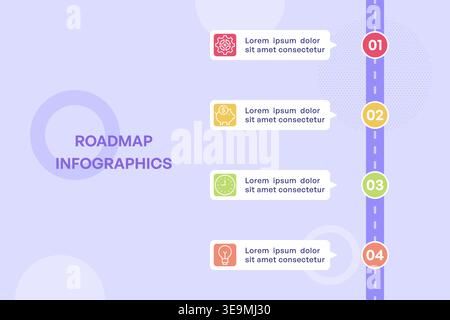 Vertical Line Roadmap Infographic with Stacked Milestones Vector Illustration Stock Vector