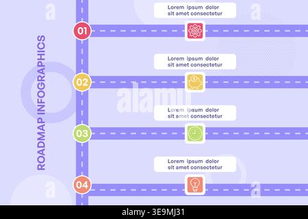 Vertical Milestone Roadmap Infographic with Linear Progression Vector Illustration Stock Vector