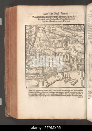 Marcus Vitruvius Pollio was the Roman author of a comprehensive architectural treatise integrating theory and practice. The archival image is a photographic reproduction of the 1548 German folio edition printed in Nuremberg and edited by Walther Hermann Ryff. Stock Photo