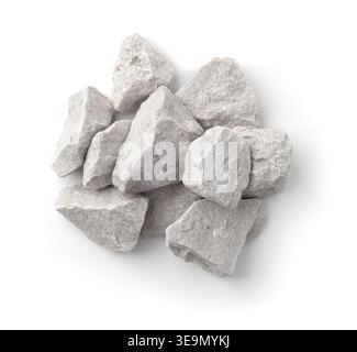 Top view of crushed marble stones isolated on white Stock Photo
