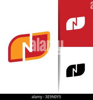 Modern and minimal initial letter N icon using creative negative space design. Clean geometric style, versatile for branding, logos, apps, and digital Stock Vector