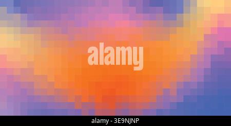 Colorful pixel mosaic gradient background made of square grid tiles. Abstract geometric digital pattern in vibrant spectrum colors. Stock Vector