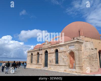Old mosque in Chania Old Town with rounded roof Stock Photo