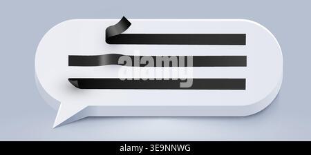 3D speech bubble with black peeling sticker ribbons for your design and modern text display. Vector illustration Stock Vector