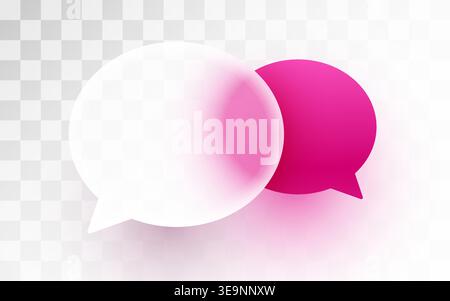 Glassmorphism style speech bubbles on transparent background. Creative web chat element. Vector illustration Stock Vector