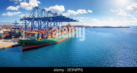 Large container ship in loading dock Stock Photo - Alamy
