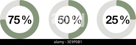 Progress bar icons set. Loading percentage indicators collection Stock Vector