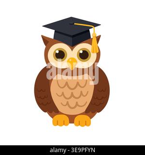Wise owl in graduation cap, educational symbol Stock Vector