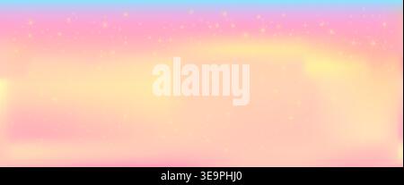 Dreamy background with soft pink and yellow gradient and glowing stars.This magical abstract background creates a gentle and joyful atmosphere for bab Stock Vector