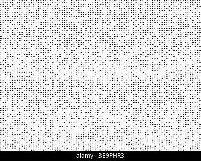 Black halftone background with small chaotic dots. Minimalist distressed grain texture for newspaper print effect and vintage pop art comic design.Vec Stock Vector