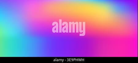 Holographic UV mesh gradient background. Abstract vibrant neon fluid texture with iridescent pink, purple and cyan colors for futuristic digital desig Stock Vector
