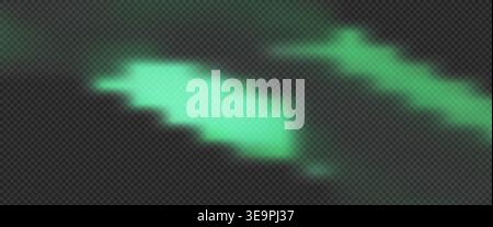 Mint green light leak effect with soft neon glow and misty texture on dark background. Abstract blurred northern lights and emerald spark overlay for Stock Vector